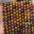 Multi-color natural agate and chalcedony round stone beads for DIY jewelry bracelet making - Brazilian Pine Stone