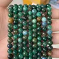 Natural green agate and chalcedony round stone beads for DIY bracelet jewelry crafting - Green Mica
