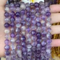 Premium natural purple amethyst round beads for DIY handmade jewelry bracelets creation - Purple Rutilated Quartz