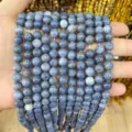 High-quality natural blue textured round stone beads for DIY jewelry making accessories - Blue Coral