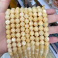 Natural light yellow agate round stone beads for DIY jewelry making and handmade crafts - Beige Jade