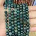 Natural deep green agate chalcedony round loose beads for DIY jewelry bracelet making - Moss Agate