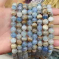 Natural blue agate chalcedony round beads strands for DIY handmade jewelry making crafts - Calcite