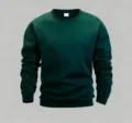 Felpa girocollo verde scuro tinta unita per uomo e donna, top casual a maniche lunghe. - Stile verde scuro foderato in pile