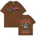 Camiseta gráfica marrón vintage para hombres y mujeres, parte superior informal estilo vaquero. - S / Tops / Café