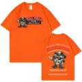 Camiseta gráfica naranja vintage con divertido estampado de vaquero, top de verano casual. - S / Tops / Naranja