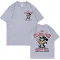 Grey short sleeve t-shirt featuring a vintage funny graphic print on front and back. - S / Gray 317