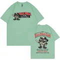 Camiseta verde claro vintage con gráfico de dibujos animados, parte superior casual. - S / Tops / Verde Frijol