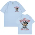 Light blue short sleeve t-shirt with vintage cowboy cartoon graphic print for men and women - S / Light Blue 317