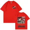 Vintage γυναικείο και ανδρικό T-shirt με γραφικά γουέστερν καουμπόι, βαμβακερό casual μπλουζάκι. - Κόκκινο