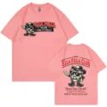 Camiseta gráfica vintage rosa para hombre y mujer de manga corta casual streetwear top - Rosa Claro / S