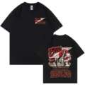 Camiseta negra de manga corta vintage con estampado gráfico para hombres y mujeres, casual. - S / Tops / Negro
