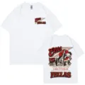 Camiseta blanca clasica de manga corta con estampado grafico vintage para streetwear casual. - S / Tops / Blanco