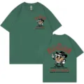 Vintage green t-shirt featuring fun cowboy glass graphic and text, casual short sleeve top. - S / Dark Green