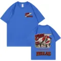 Camiseta vintage de manga corta con estampado de vaquero para hombre y mujer, top azul. - S / Tops / Azul zafiro