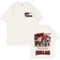 Vintage western style graphic short sleeve t-shirt gia andres kai gynaikes streetwear - Μπεζ