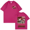 Βίνταζ γουέστερν καουμπόικο κοντομάνικο t-shirt ροζ για άνδρες και γυναίκες casual top. - Τριανταφυλλί