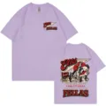 Vintage στιλ γραφικό t-shirt με σχέδιο καουμπόι, άνετη φαρδιά εφαρμογή και μαλακό ύφασμα. - Ανοιχτό Μοβ