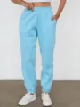 Women fleece lined casual sweatpants light blue loose jogger athletic pants for winter. - S / Light Blue