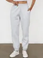 Comfortable fleece-lined gray sweatpants for women, casual high waist joggers with pockets. - S / Light Gray
