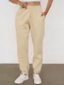 Women casual fleece lined sweatpants loose jogger pants with elastic waist and cuffed ankles - S / Apricot