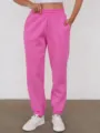 Pantaloni da Tuta Rosa Donna Felpa Larga Sportivi Casual con Coulisse ed Elastico - Rosa