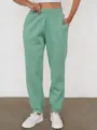 Donna pantaloni tuta felpati verde menta sportivo largo jogging variante colore moda - verde pisello