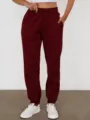 Pantaloni della Tuta Donna Bordeaux Felpati Pantaloni Sportivi Casual Confortevoli - Borgogna