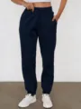 Pantaloni Tutta Donna Blu Scuro Felpati Casual Inverno Caldi Comodi Pantaloni Sportivi - Blu Notte