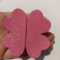 Pink glitter four-leaf clover magnetic hair clip, stylish hair accessory for daily use. - Iridescent Rose Red Four-Leaf Clover Magnetic Hair Clip