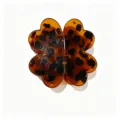 Tortoise shell four leaf clover hair claw clip for women, stylish daily hair styling accessory. - Brown Leopard Print Four-Leaf Clover Magnetic Hair Clip