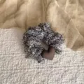 Coletero estampado de leopardo con bonito corazón marrón, accesorio de pelo suave. - Leopardo Gris Corazón