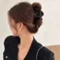 Zwarte haarklem onregelmatige pompoen haarklem haaraccessoire voor dames elegant haarstyling - Zwart