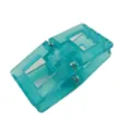 Square transparent blue magnetic hair clip detail, stylish smart hair accessory close up. - Blue Magnetic Hair Clip