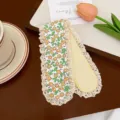 Sweet floral knitted bangs patch lace hair band cute girl daily forehead hair accessory - Yellow Floral