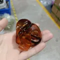 Pince à cheveux marron en plastique moyen, pince requin élégante en forme de citrouille. - Café Foncé