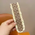 Sweet polka dot bangs sticker hair accessory for women, cute hair grip with lace trim detail. - Coffee Polka Dot