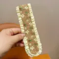 Sweet floral knit bangs sticker cute girl magic hair band for daily styling hair accessories - Brown Flower