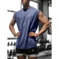 Men's sleeveless gym workout muscle tee breathable running fitness athletic tank top - S / Tops / Navy Blue