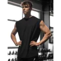 Men's loose gym tank top, breathable sleeveless workout fitness shirt for summer training - S / Tops / Black
