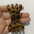 Pince à cheveux léopard magnétique élégante pour femme, petit clip pratique pour frange. - Magnétique citrouille - Imprimé léopard noir et vert mat