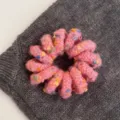 Pink fuzzy telephone wire hair tie with colorful speckles, soft, durable and high elasticity. - Plain Ring-Pink