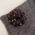 Plush telephone wire hair scrunchie with colorful dots, high elasticity hair tie for women. - Black Plain Beaded Band