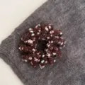 Fluffy plush brown scrunchie with colorful dots, high elasticity hair tie for women. - Plain Ring-Coffee