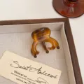 Vintage brown amber octopus hair claw clip with gold accent, aesthetic hair accessory for daily use. - Coffee