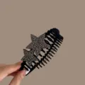 Serre-tête étoile en strass noir avec dents pour femmes, accessoire de coiffure brillant quotidien. - Noir