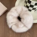 Pluizige pluche haarscrunchie winter zachte namaak mink bont haarelastiekje voor vrouwen - Moutrijst