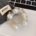 Elastico per capelli con perla trasparente cavo telefonico supporto per coda di cavallo donna - Stile 1 (1#) / Confezione da 1 Pezzo