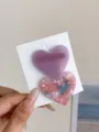 Set of 2 heart-shaped acrylic hair clips sweet resin duckbill clips for cute side bangs - 2 Pieces/Pack / Purple and Purple Patterns