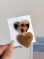 Heart hair clips 2-pack tortoise shell and brown duckbill clips for women hair styling - 2 Pieces/Pack / Coffee and Khaki Patterns